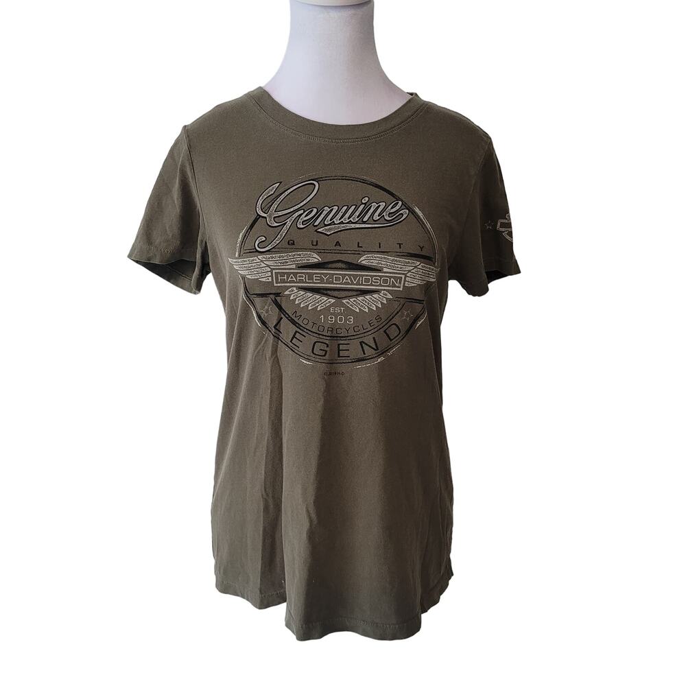 Harley Davidson Size M Olive Green Logo T-Shirt‎ Grand Canyon Arizona Casual